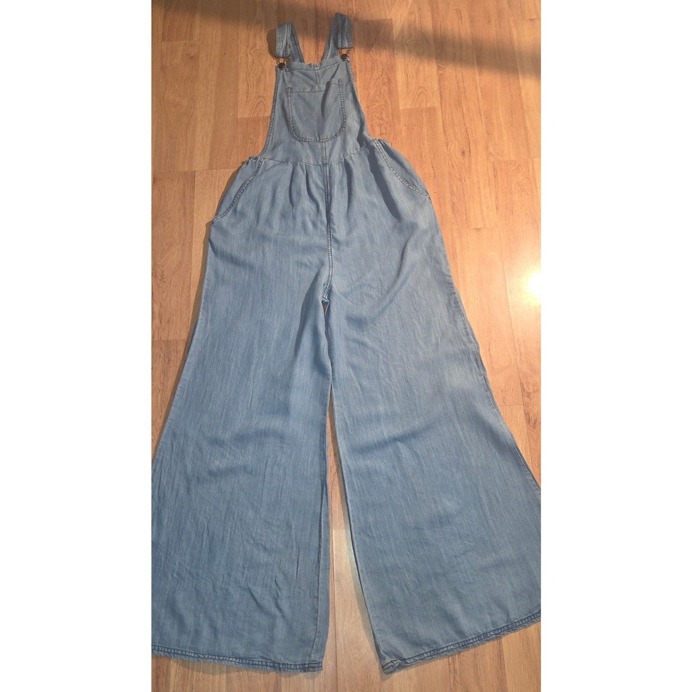 Collection by Cezele Light Wash Denim Wide Leg Overalls Jumpsuit Medium
